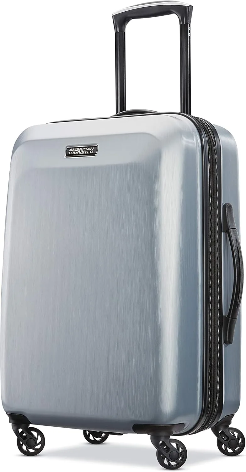 American Tourister Moonlight Hardside Expandable Luggage with Spinner Wheels, Silver, Carry-On 21-Inch