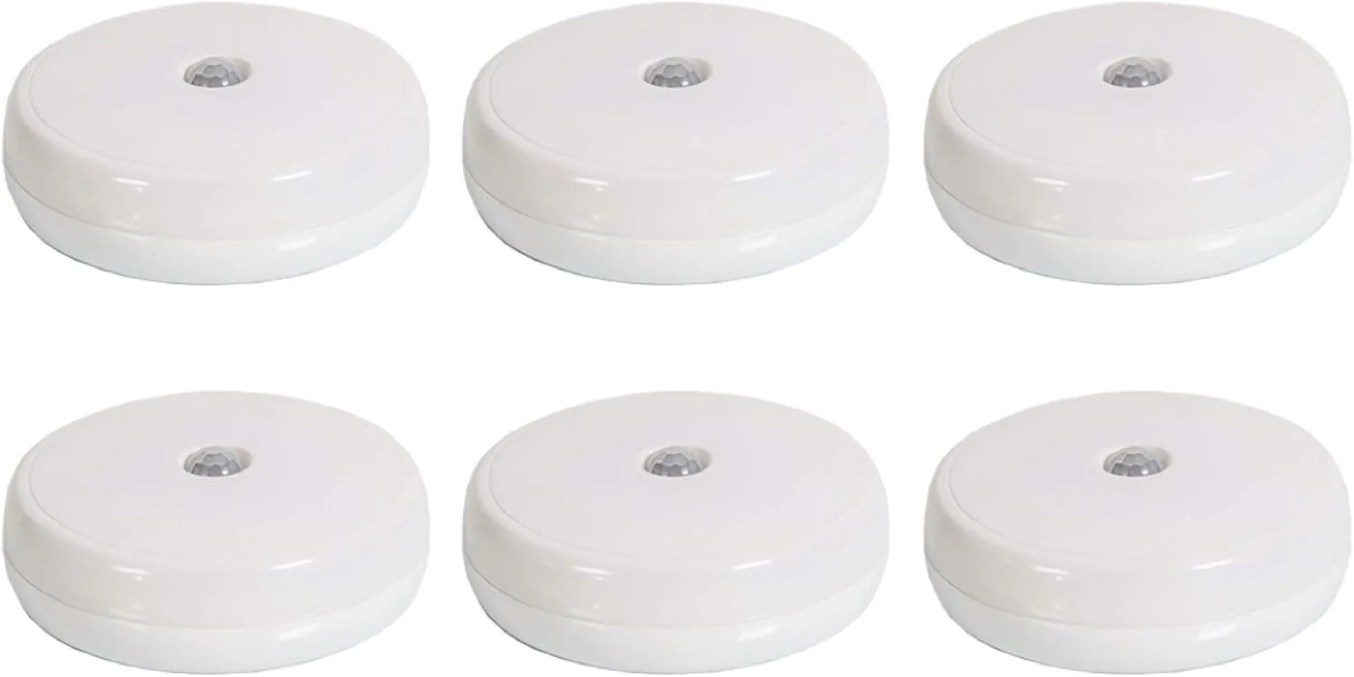 Brilliant Evolution 6-Pack Wireless LED Motion Sensor Lights - Battery Powered, Portable Under-Cabinet Lights for Home Use - Indoor & Hallway Stair Night Light