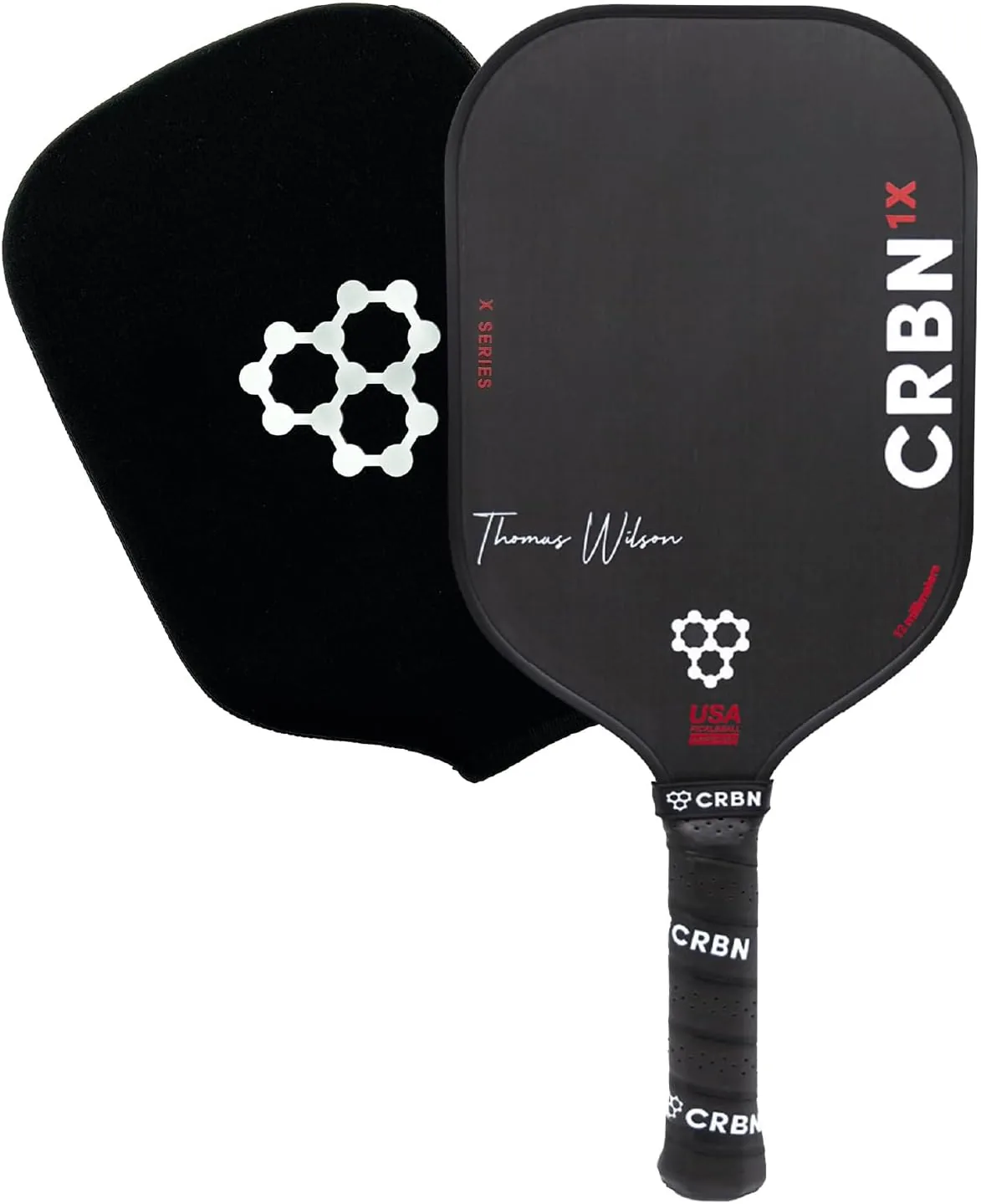 CRBN Pickleball - X Series Thomas Wilson Signature Edition Power Paddle - Carbon Fiber Pickleball Paddle with Foam Injected Edges for Expanded Sweet Spot (1X, 12mm)