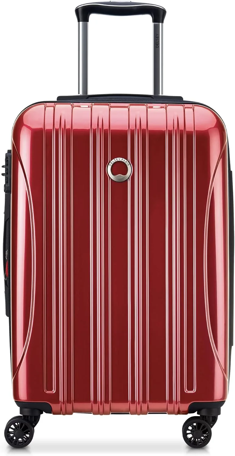 DELSEY PARIS Helium Aero Hardside Expandable Luggage with Spinner Wheels, Brick Red, Carry-On Plus 21 Inch