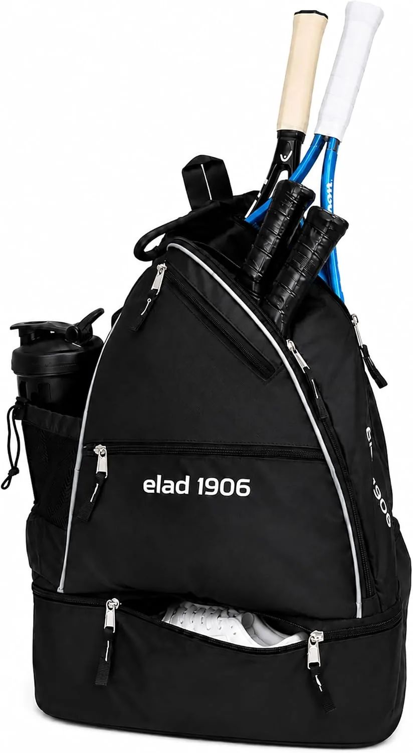 ELAD 1906 Pickleball Sling Bag with Shoe Compartment for Men & Women – Large Paddle Backpack with Fence Hook & Water Bottle Holder – Fits 2 Pickleball Paddles or Tennis Rackets