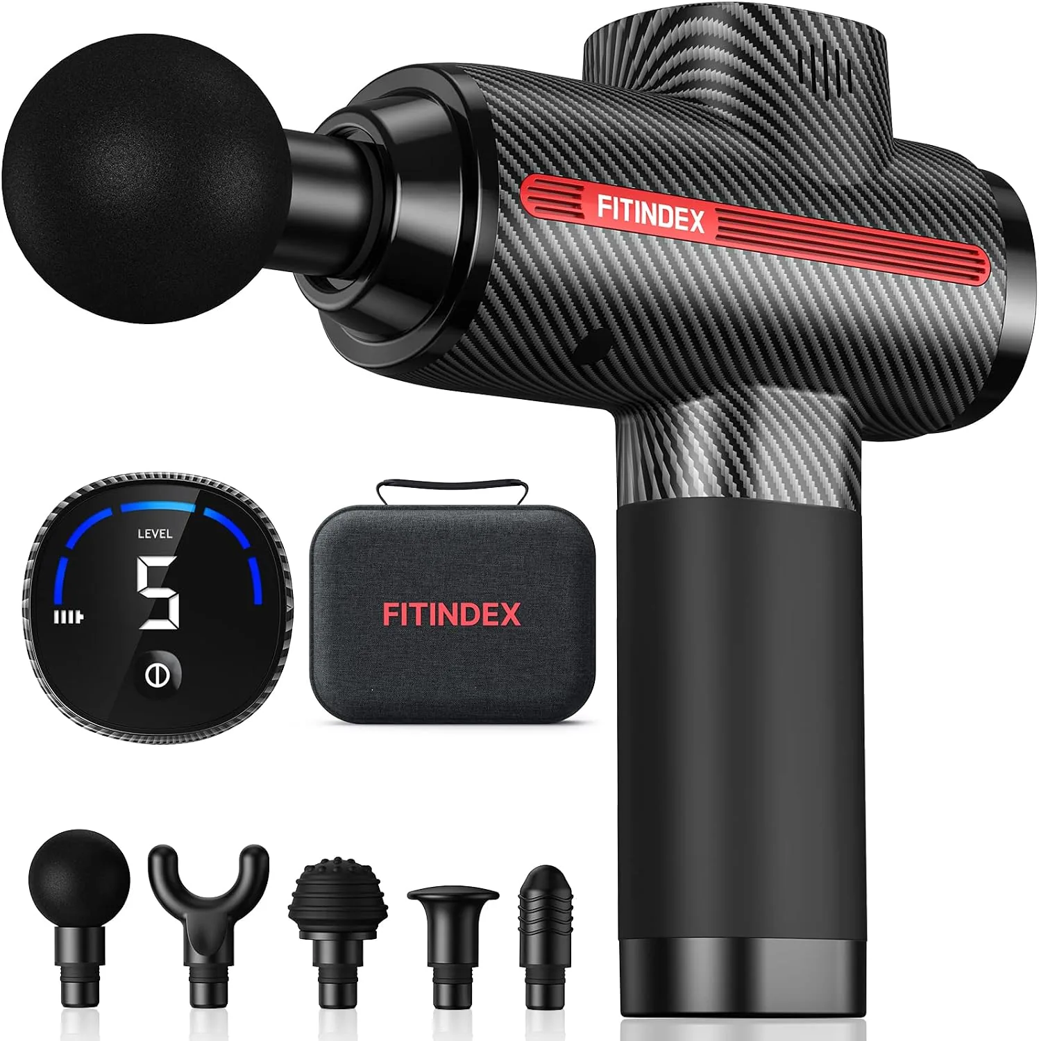 FITINDEX Massage Gun Deep Tissue, Percussion Muscle Massage Gun for Athletes, Fast Charge Massager Gun with LED Display, Massagers Handheld Deep Tissue for Muscle Pain Relief -FSA or HSA Eligible