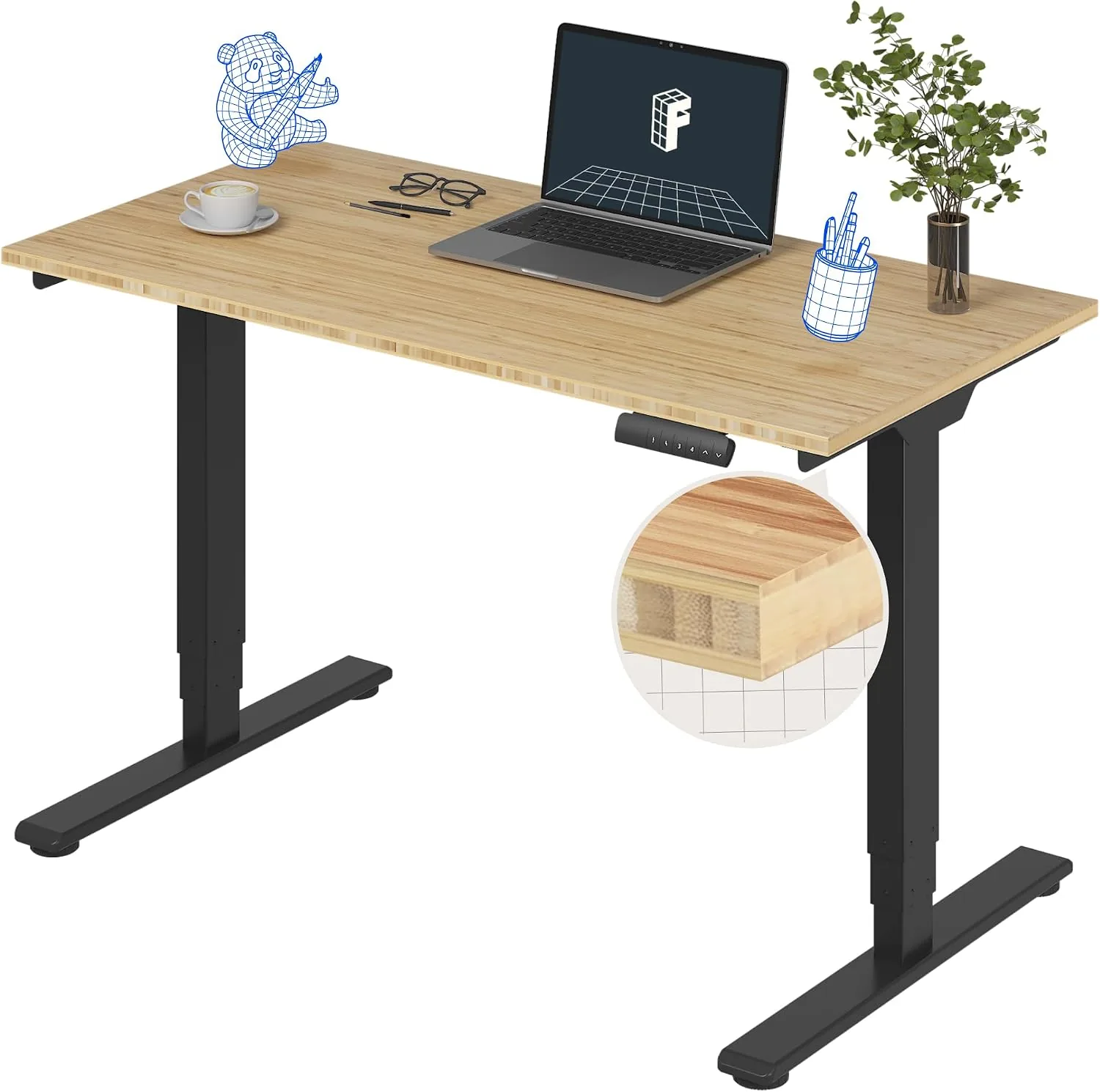 FlexiSpot E6 Bamboo 3-Stage Dual Motor Electric Standing Desk 48 x 24 Sit Stand Up Desk, Holds 220 lbs, Adjustable Height w/ Memory Presets, Solid Bamboo Desktop & Black Frame, Ships in 2 Boxes FlexiSpot E6 Bamboo 3-Stage Dual Motor Electric Standing Desk 48 x 24 Sit Stand Up Desk, Holds 220 lbs, Adjustable Height w/ Memory Presets, Solid Bamboo Desktop & Black Frame, Ships in 2 Boxes