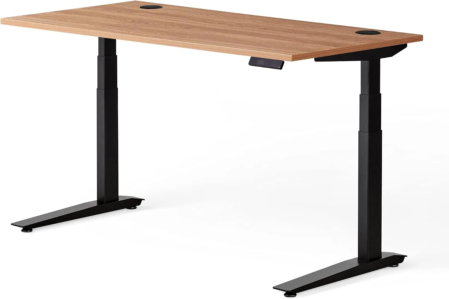 Fully Jarvis Standing Desk 60" x 27" Oak Laminate Top - Electric Adjustable Desk Height from 25.5" to 51" with Memory Preset Controller (Rectangle, Black Frame)