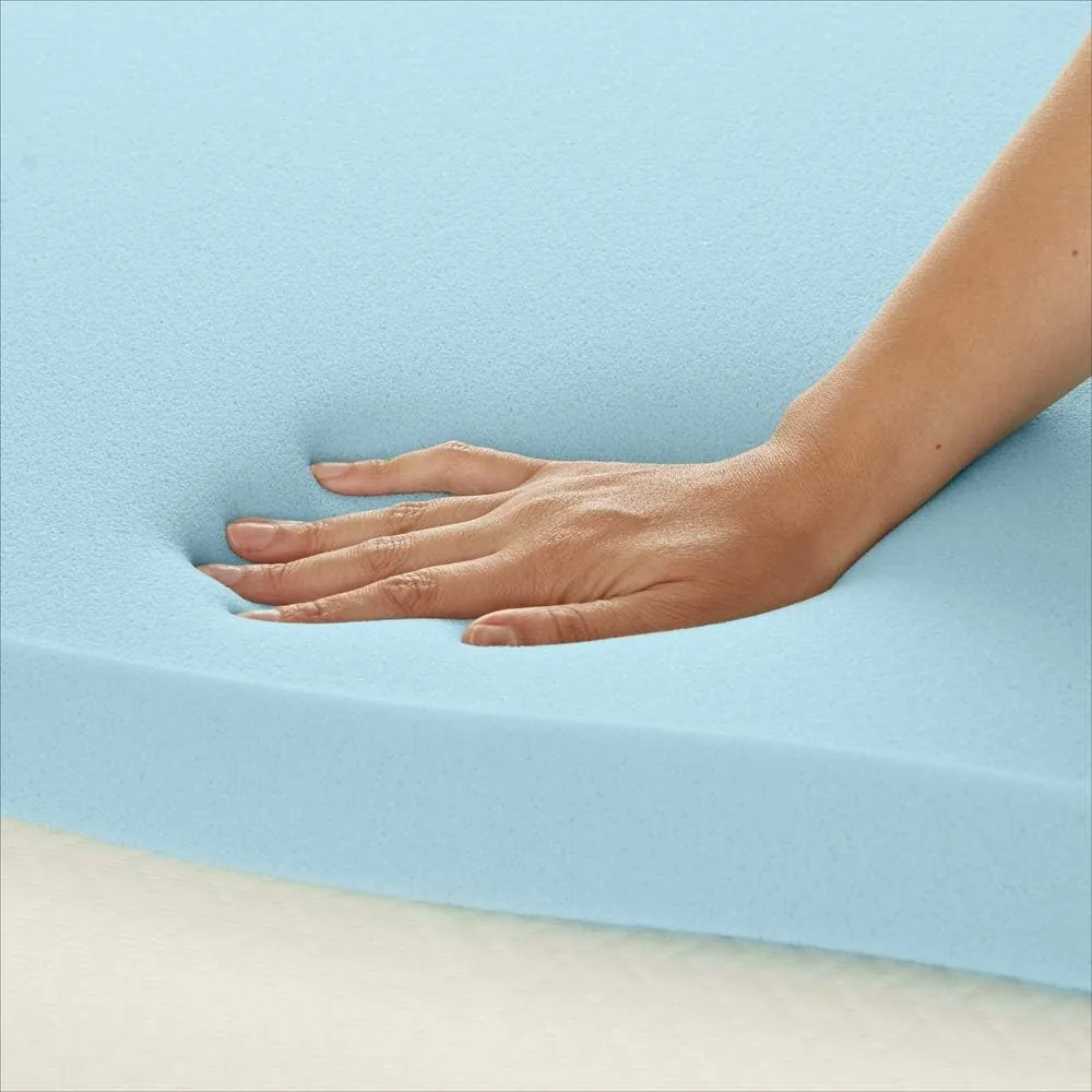 Amazon Basics Full Cooling Gel-Infused Memory Foam Mattress Topper, CertiPUR-US Certified, 2 Inches, Blue