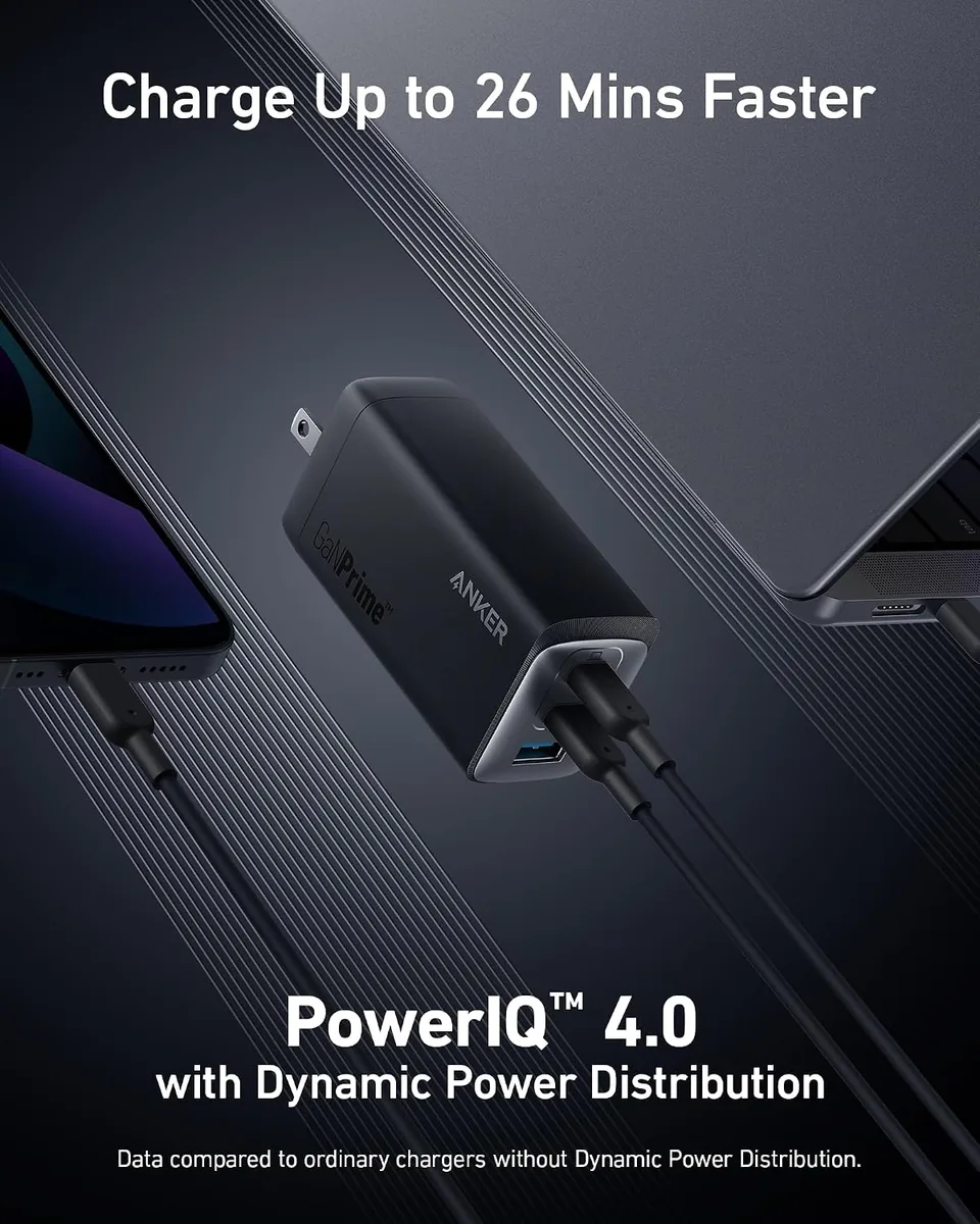 Anker 737 GaNPrime, 120W USB C Charger, PPS 3-Port Fast Compact Foldable Wall Charger for MacBook Pro/Air, iPad Pro, iPhone 16/Pro, Galaxy S22/S21, Dell XPS 13, Note 20/10+, and More Devices