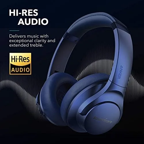 Soundcore Anker Life Q20 Hybrid Active Noise Cancelling Headphones, Wireless Over Ear Bluetooth Headphones, 60H Playtime, Hi-Res Audio, Deep Bass, Memory Foam Ear Cups