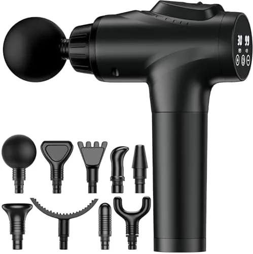 APHERMA Massage Gun, Muscle Massage Gun for Athletes Handheld Electric Deep Tissue Back Massager, Percussion Massage Device for Pain Relief with 30 Speed Levels 9 Heads Black
