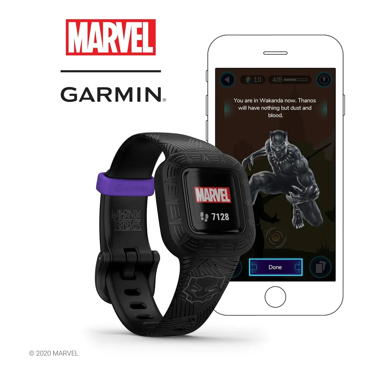 Garmin vivofit jr. 3, Fitness Tracker for Kids, Swim-Friendly, Up to 1-Year Battery Life, Marvel Black Panther product view 2