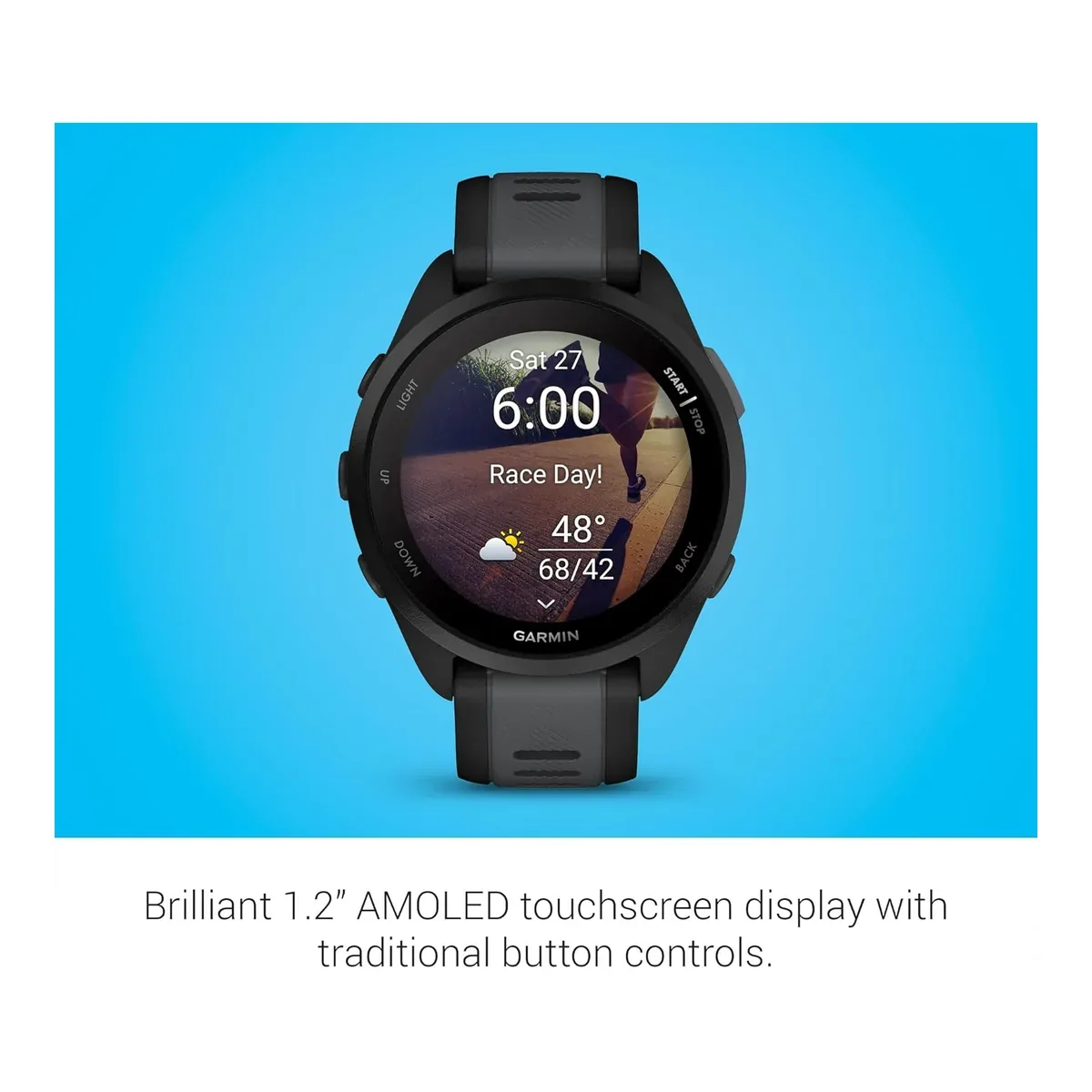 Garmin Forerunner® 165, Running Smartwatch, 43mm, Black product view 3