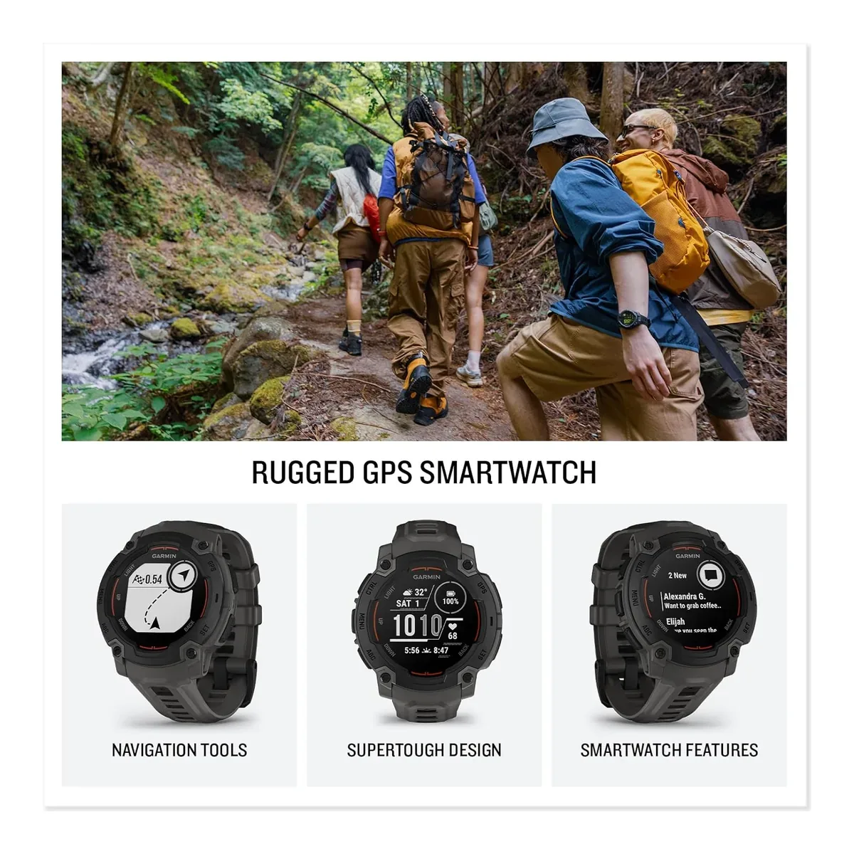 Garmin Instinct® E, Rugged GPS Smartwatch, 45mm, Charcoal product view 2