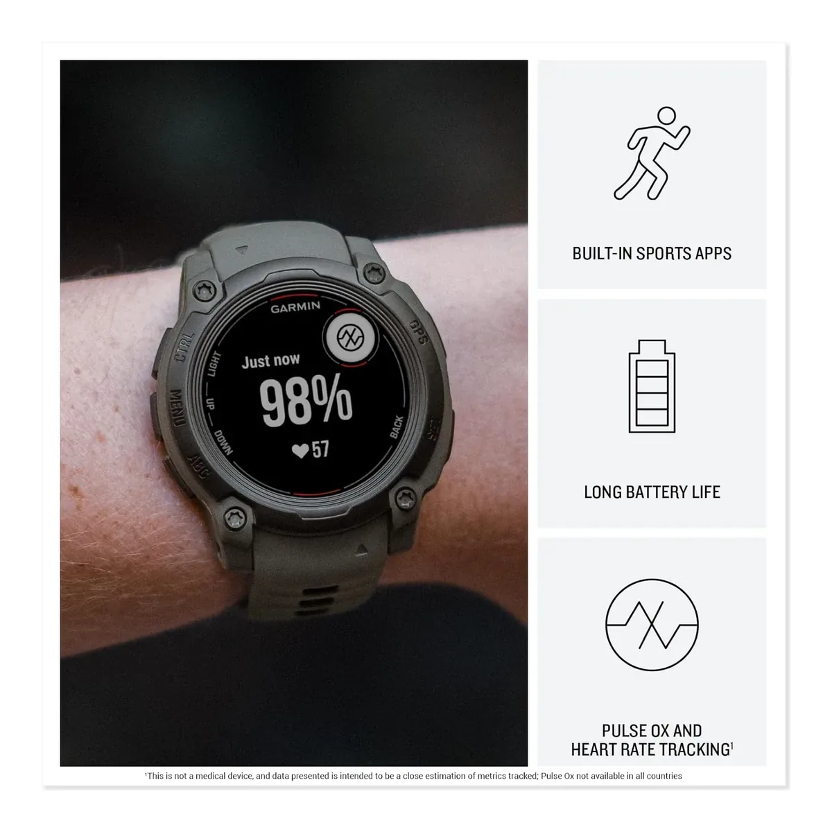 Garmin Instinct® E, Rugged GPS Smartwatch, 45mm, Charcoal product view 3