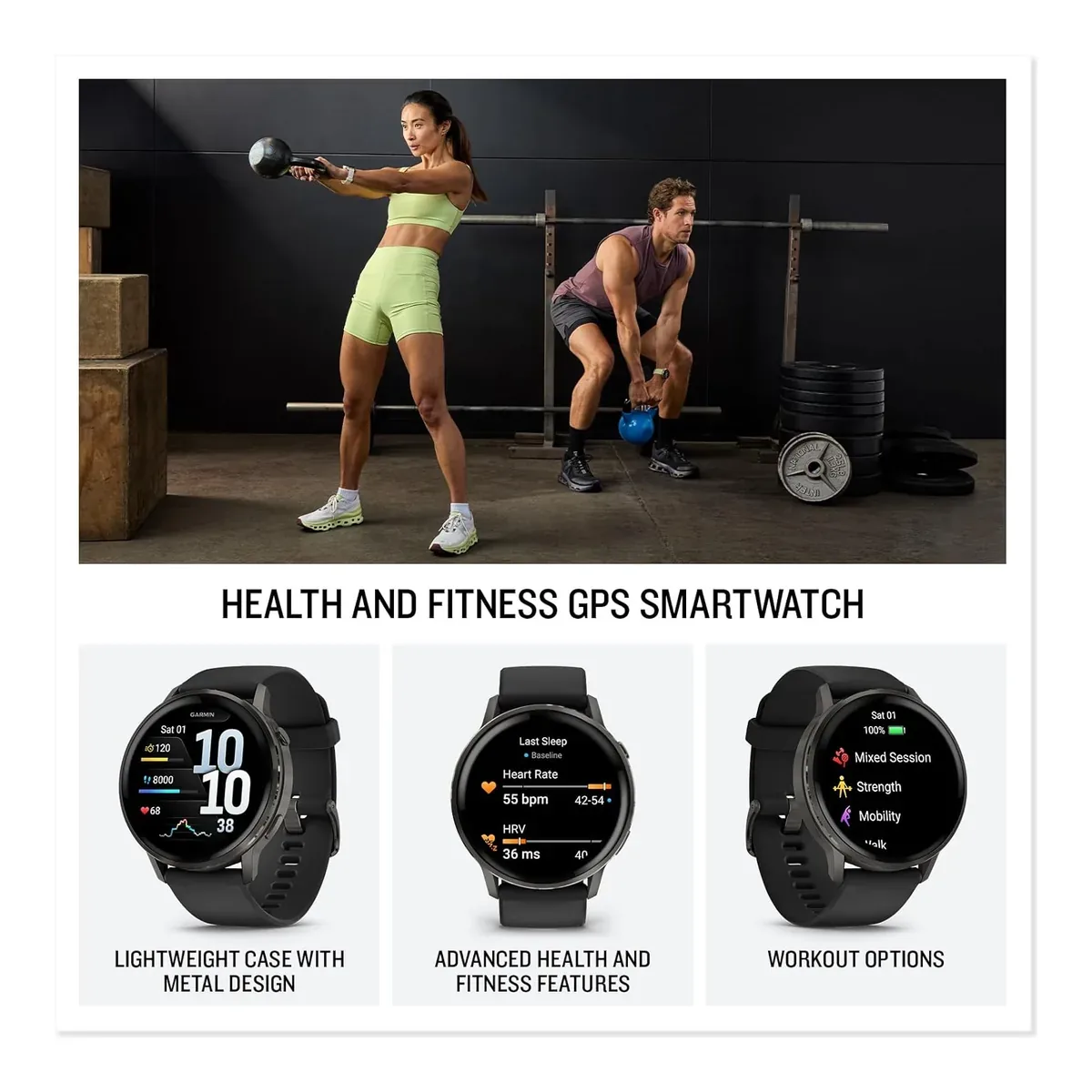 Garmin Venu® 4, Advanced Fitness Smartwatch, 45mm, Black Silicone product view 2