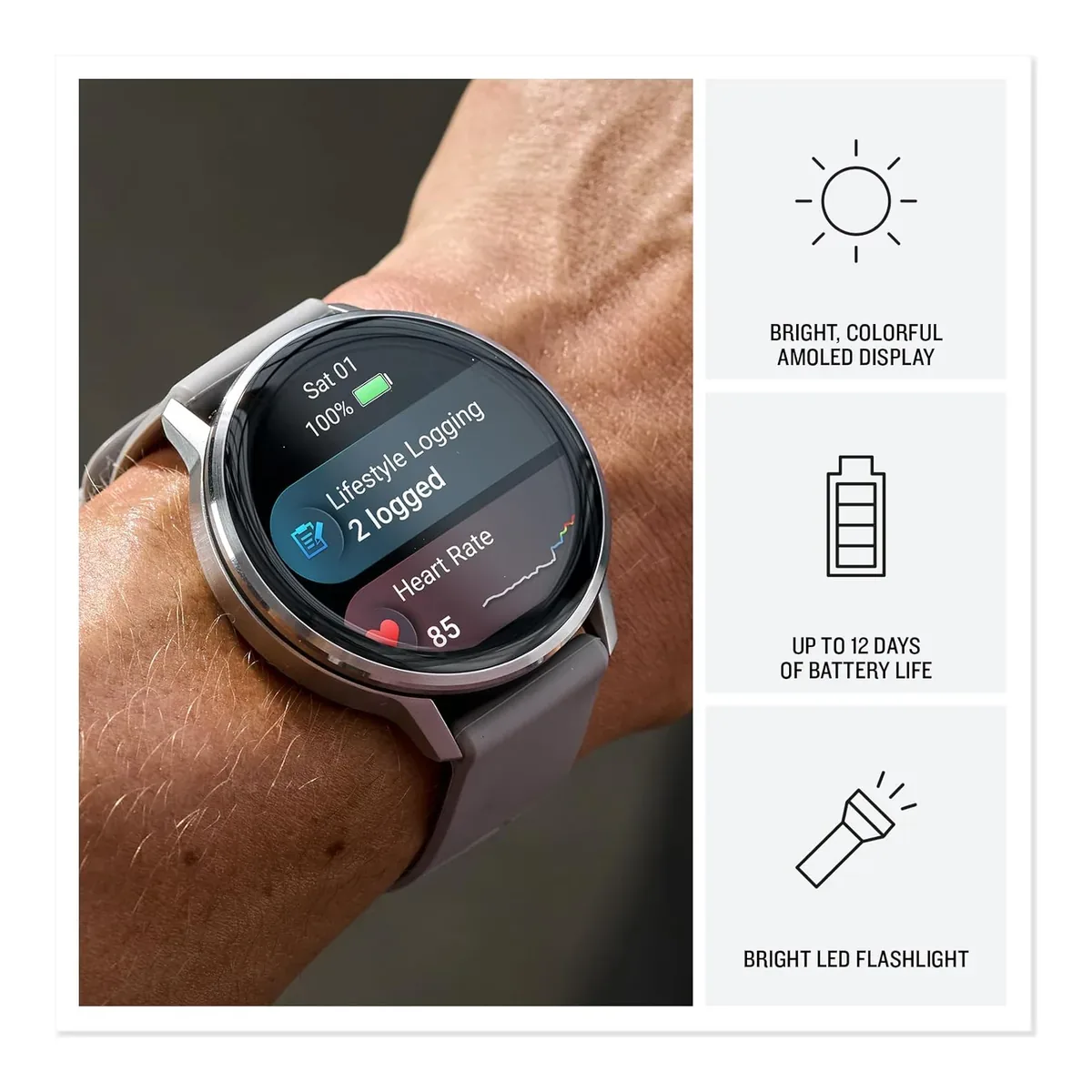 Garmin Venu® 4, Advanced Fitness Smartwatch, 45mm, Black Silicone product view 3