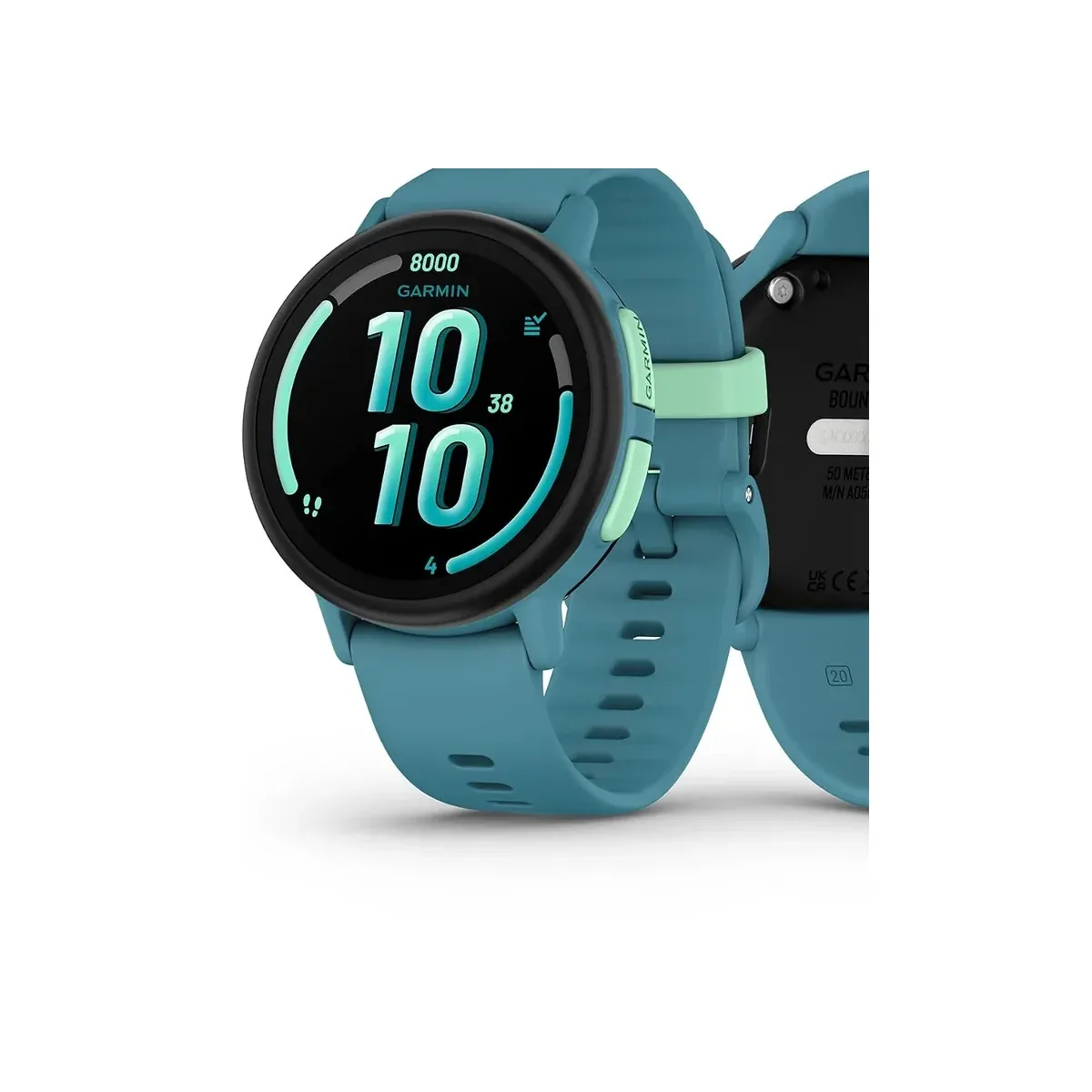 Garmin Bounce 2, Kids Smartwatch with Calling, Messaging and Location Tracking Features, Turquoise Bundle with Microfiber Cleaning Cloth product view 2