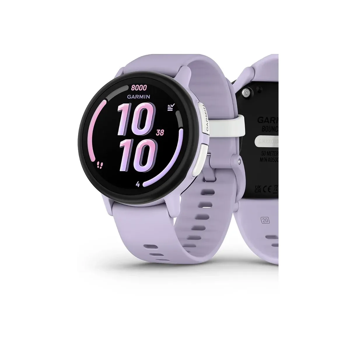 Garmin Bounce 2, Kids Smartwatch with Calling, Messaging and Location Tracking Features, Light Purple Bundle with Microfiber Cleaning Cloth product view 2