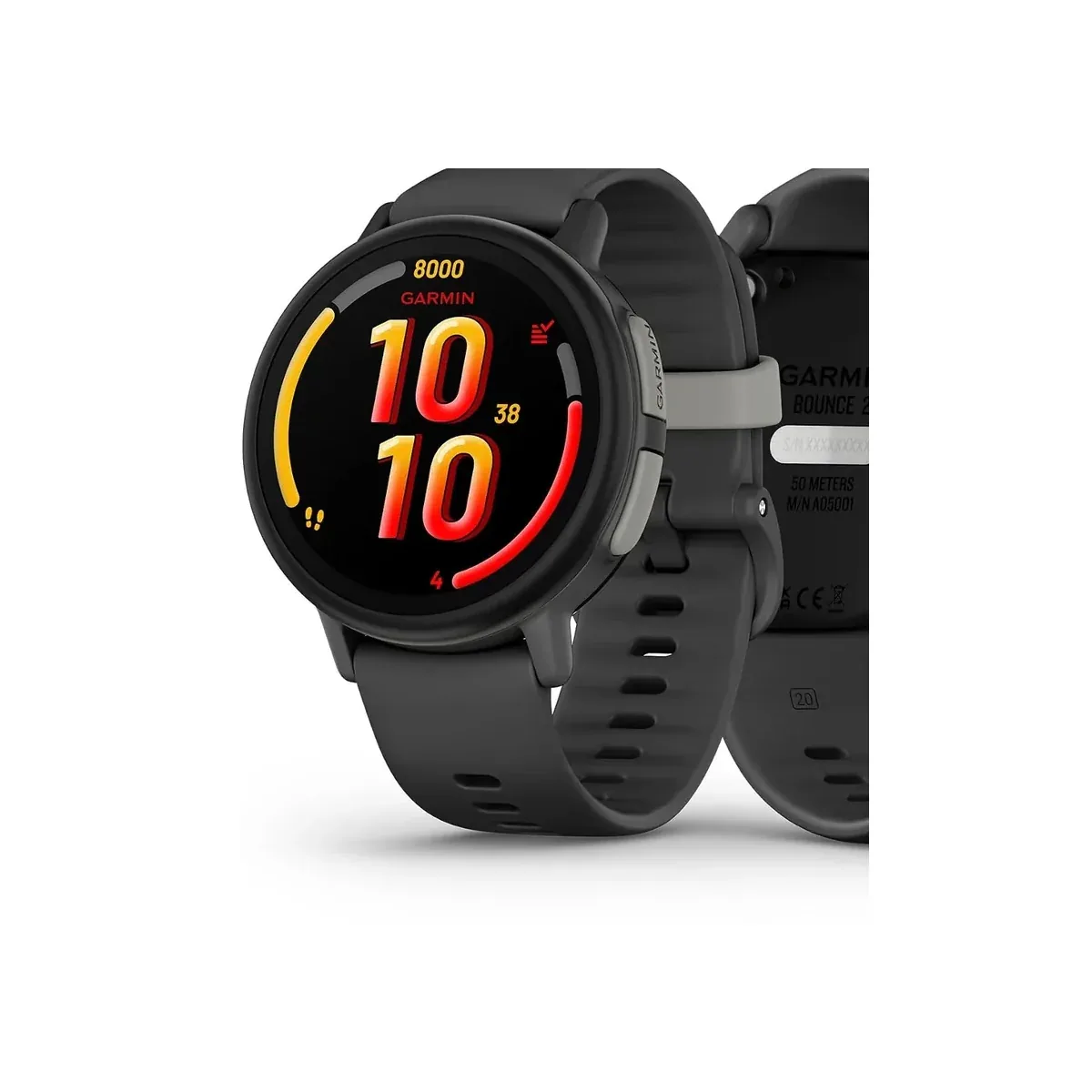 Garmin Bounce 2, Kids Smartwatch with Calling, Messaging and Location Tracking Features, Slate Gray Bundle with Microfiber Cleaning Cloth product view 2