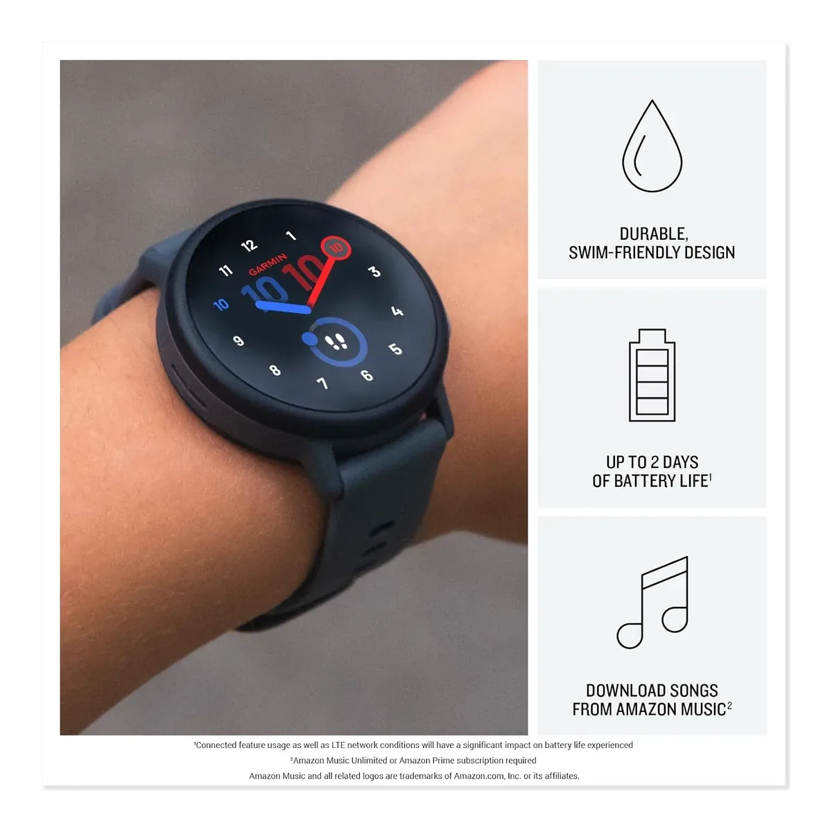 Garmin Bounce 2, Kids Smartwatch with Calling, Messaging and Location Tracking Features, Slate Gray with Signature Series Power Bundle product view 3