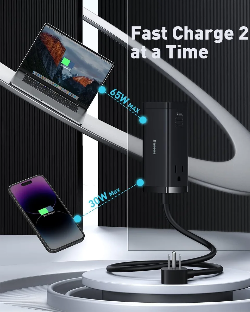 Baseus USB C Charger PowerCombo 100W & 240W Smart 5 Ports USB C Charger with Digital LED Display