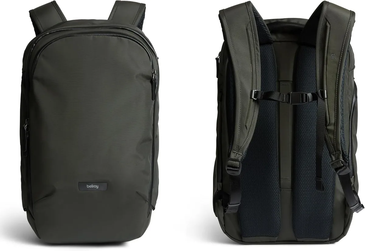 Bellroy Transit Workpack Pro (22L work bag/commuter backpack, fits 16” laptops; organization for travel and commutes) -Olive