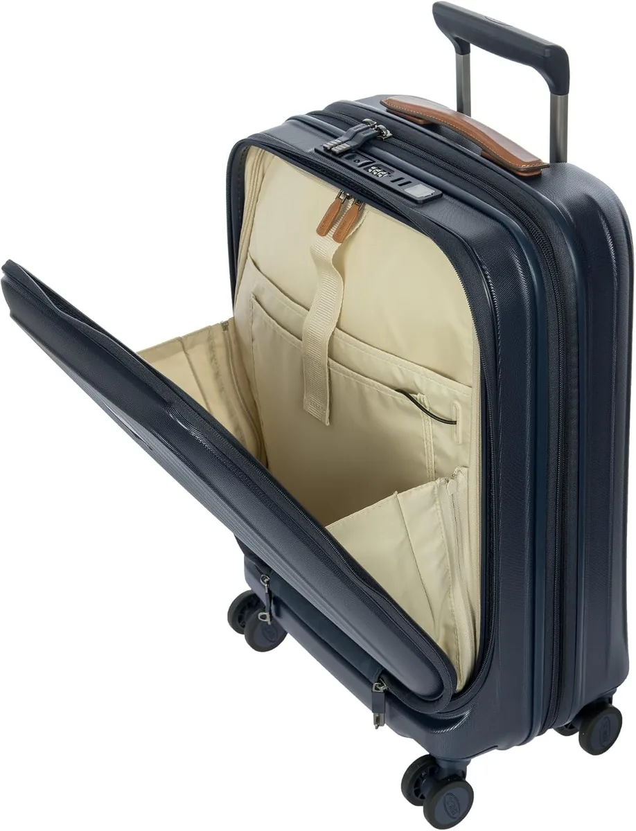Bric's Taormina Ultra-Light Carry-On Spinner – Airline Approved Expandable Hard Shell Suitcase with TSA Lock, Anti-Tamper Zippers & Built-In USB Port - 21 Inch with Pocket, Blue