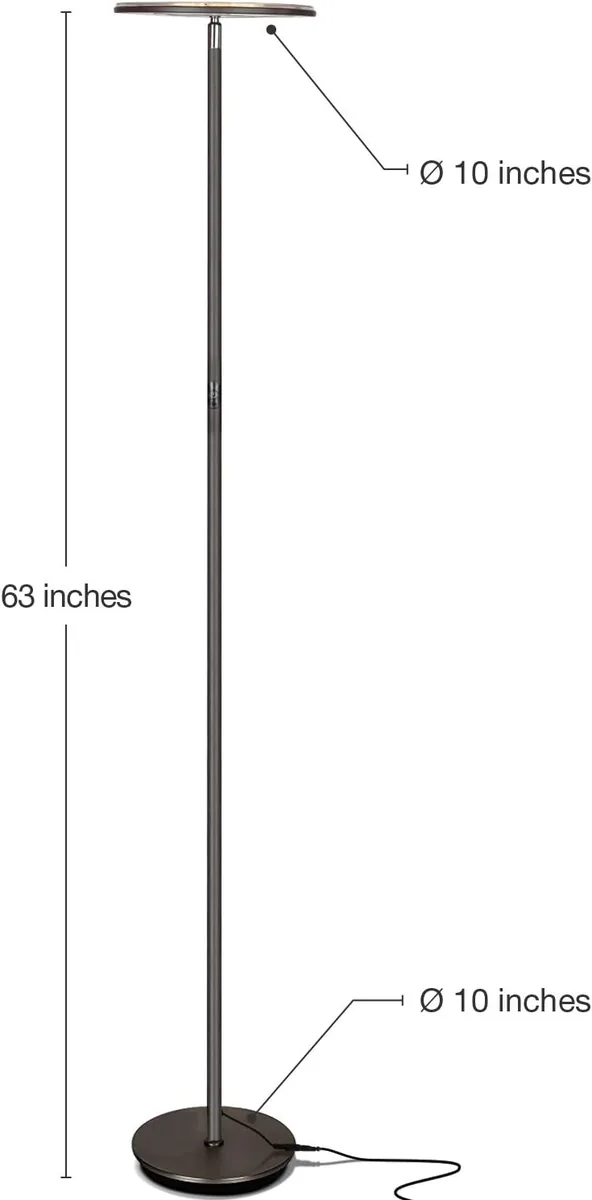 Brightech Sky LED Floor lamp, Torchiere Super Bright Floor Lamp for Living Room Decor & Office - Dimmable, Tall Standing Lamp with Warm Light for Bedroom & Reading - Bronze