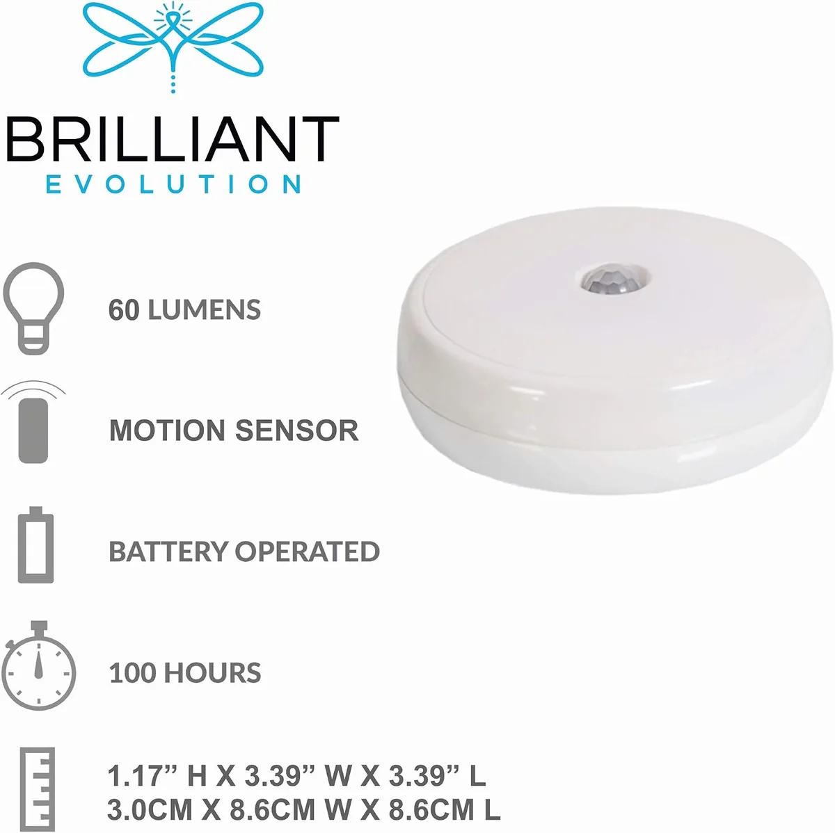 Brilliant Evolution 6-Pack Wireless LED Motion Sensor Lights - Battery Powered, Portable Under-Cabinet Lights for Home Use - Indoor & Hallway Stair Night Light