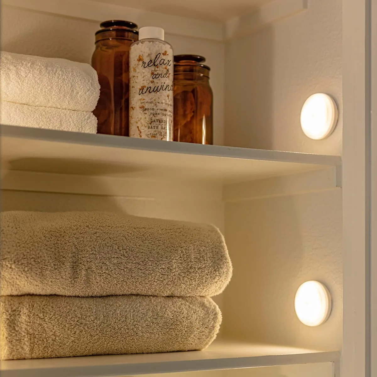 Brilliant Evolution 6-Pack Wireless LED Motion Sensor Lights - Battery Powered, Portable Under-Cabinet Lights for Home Use - Indoor & Hallway Stair Night Light