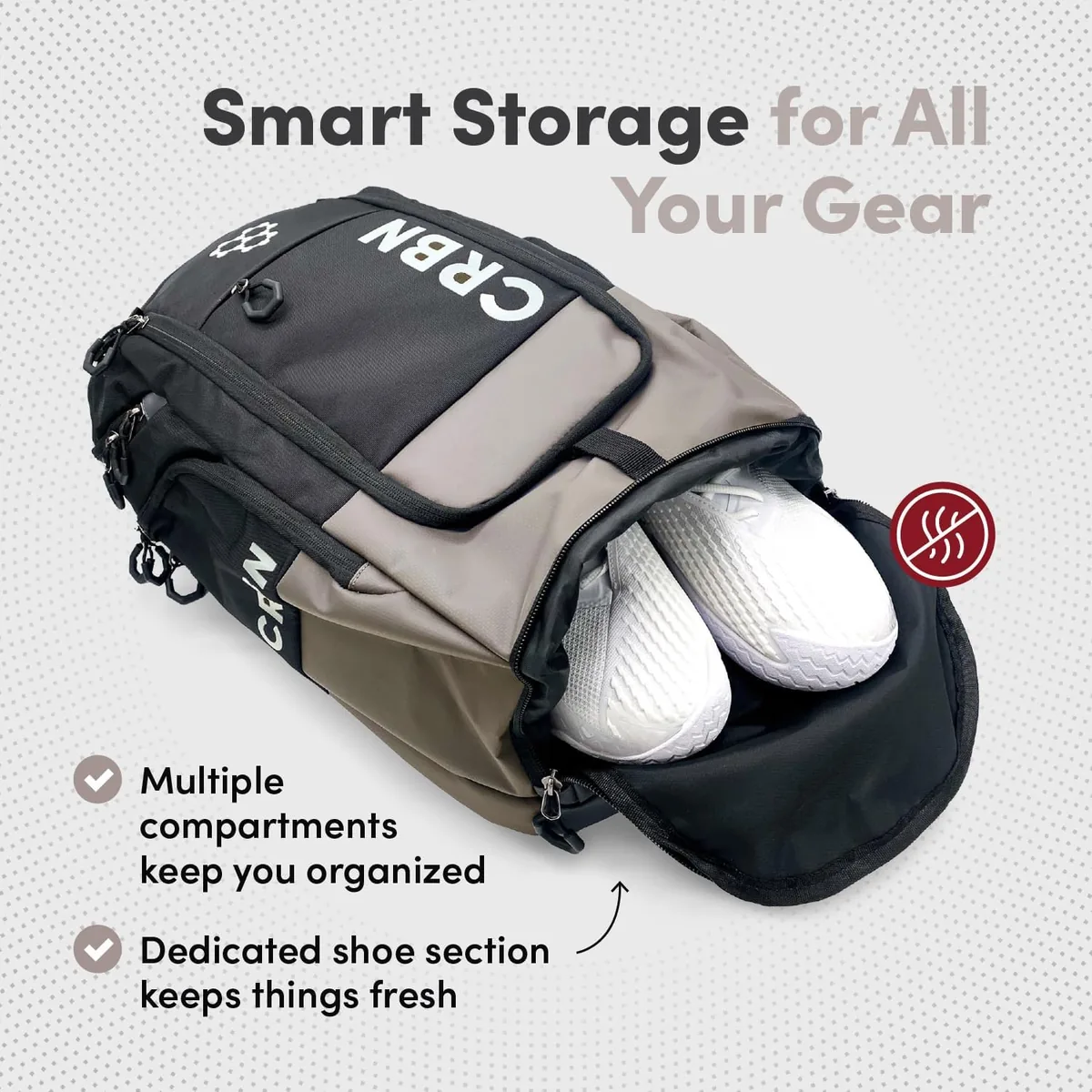 CRBN Pickleball - Backpack - Pro Team Pickleball Bag - Padded Compartment with Space for 3 Paddles, Shoes & More
