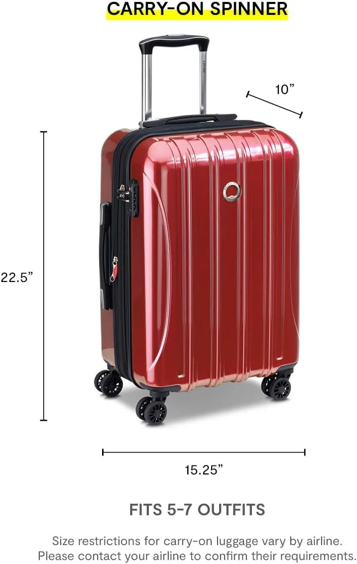 DELSEY PARIS Helium Aero Hardside Expandable Luggage with Spinner Wheels, Brick Red, Carry-On Plus 21 Inch