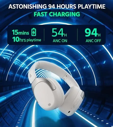 Edifier W830NB Wireless Over Ear Headphones with -45dB Active Noise Cancelling, Hi-Res Audio LDAC, 94H Playtime, Spatial Audio, Fast Charging, Multipoint Connection