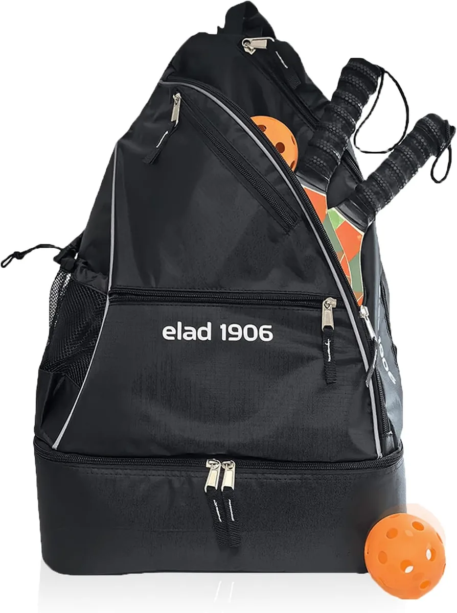 ELAD 1906 Pickleball Sling Bag with Shoe Compartment for Men & Women – Large Paddle Backpack with Fence Hook & Water Bottle Holder – Fits 2 Pickleball Paddles or Tennis Rackets