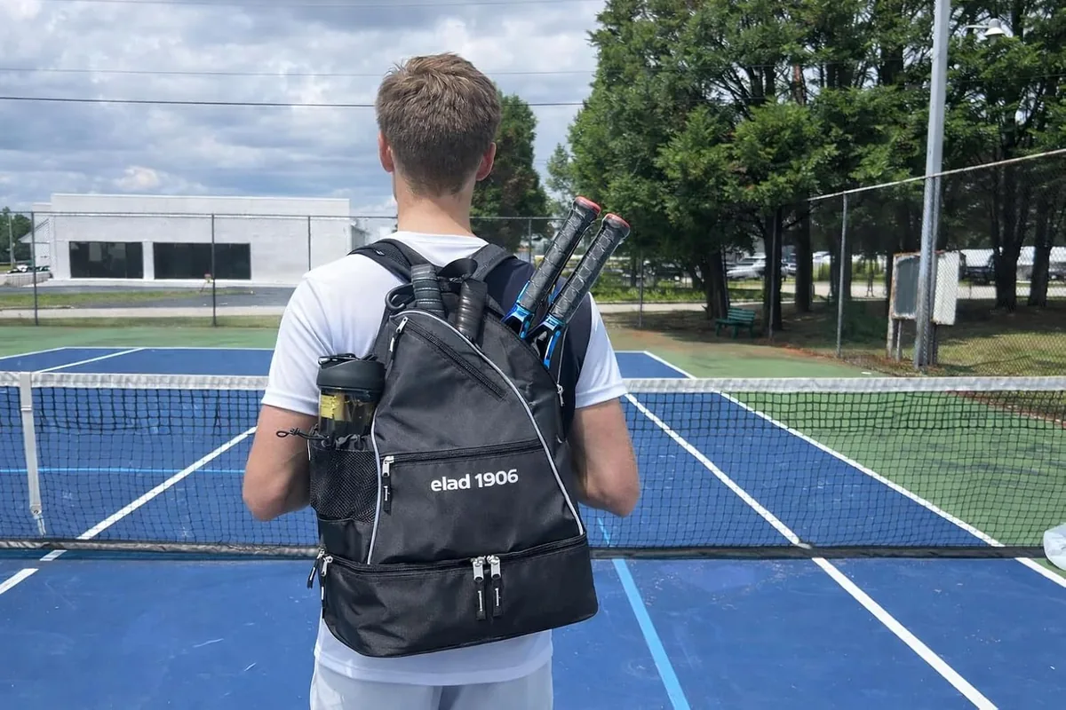 ELAD 1906 Pickleball Sling Bag with Shoe Compartment for Men & Women – Large Paddle Backpack with Fence Hook & Water Bottle Holder – Fits 2 Pickleball Paddles or Tennis Rackets