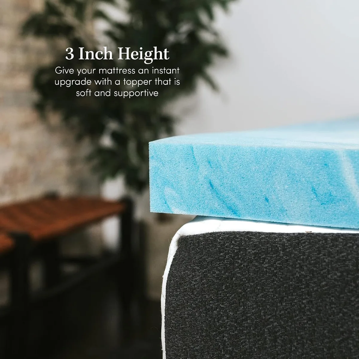 eLuxurySupply 3 Inch Memory Foam Mattress Topper - Temperature Regulating Mattress Pad - 2 lb Density for High Support - CertiPUR-US Certified - Cali King