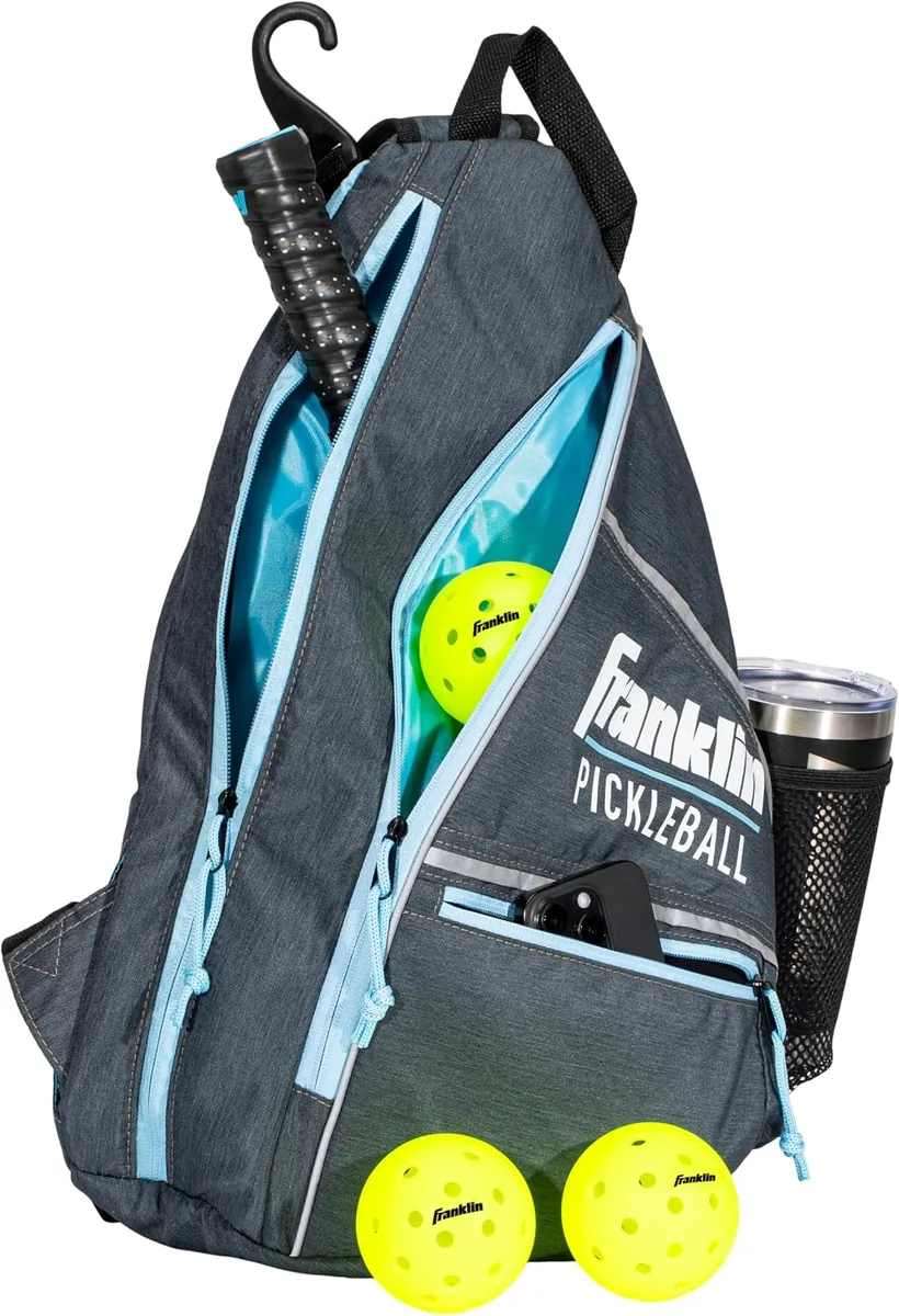 Franklin Sports Pickleball Sling Bag Official Pickleball Bag of The U.S. Open Pickleball Championships Adjustable Gray/Blue
