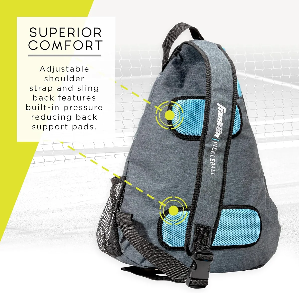 Franklin Sports Pickleball Sling Bag Official Pickleball Bag of The U.S. Open Pickleball Championships Adjustable Gray/Blue