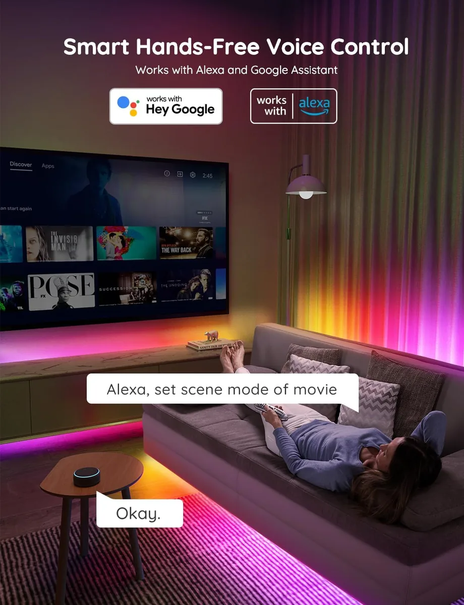 Govee RGBIC LED Strip Lights, 16.4ft WiFi LED Lights Work with Alexa and Google Assistant, Smart LED Strips App Control, DIY, Music Sync, Color Changing Lights for Bedroom, Home Decor