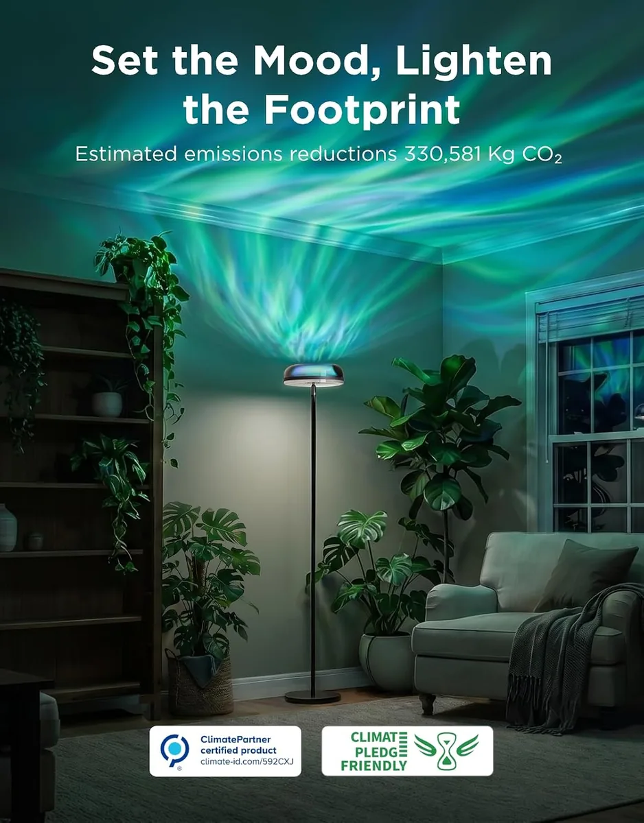 Govee Uplighter Floor Lamp for Living Room, RGBIC Ripple Projector, Floor Lamp for Bedroom, Compatible with SmartThings, Alexa, and Matter, LED Modern Corner Floor Light, Warm Cool White Standing Lamp
