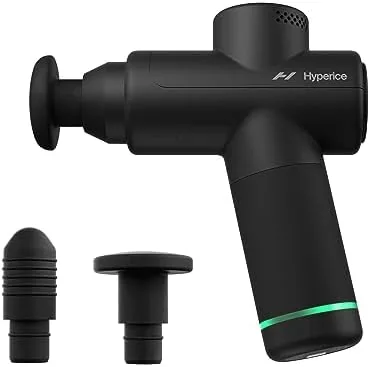 Hyperice Hypervolt Go 2 - Black - Featuring Quiet Glide Technology - Handheld Percussion Massage Gun - 3 Speeds, 2 Interchangeable Heads - Helps Relieve Sore Muscles and Stiffness