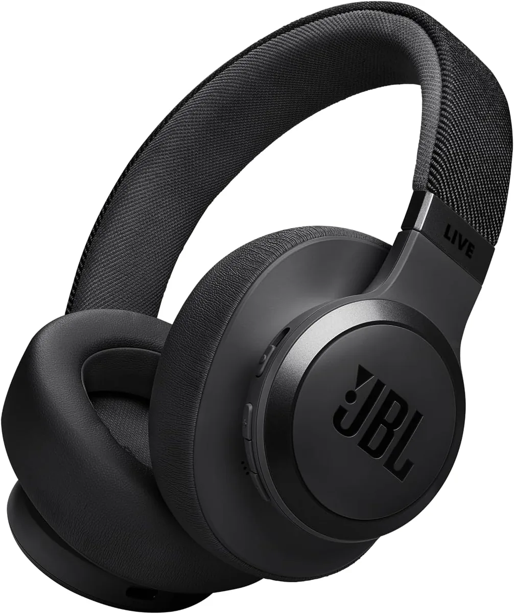 JBL Live 770NC - Wireless Over-Ear Headphones with True Adaptive Noise Cancelling with Smart Ambient, Up to 65 Hours of Battery Life, Comfort-fit Fabric Headband & Carrying Case, Black