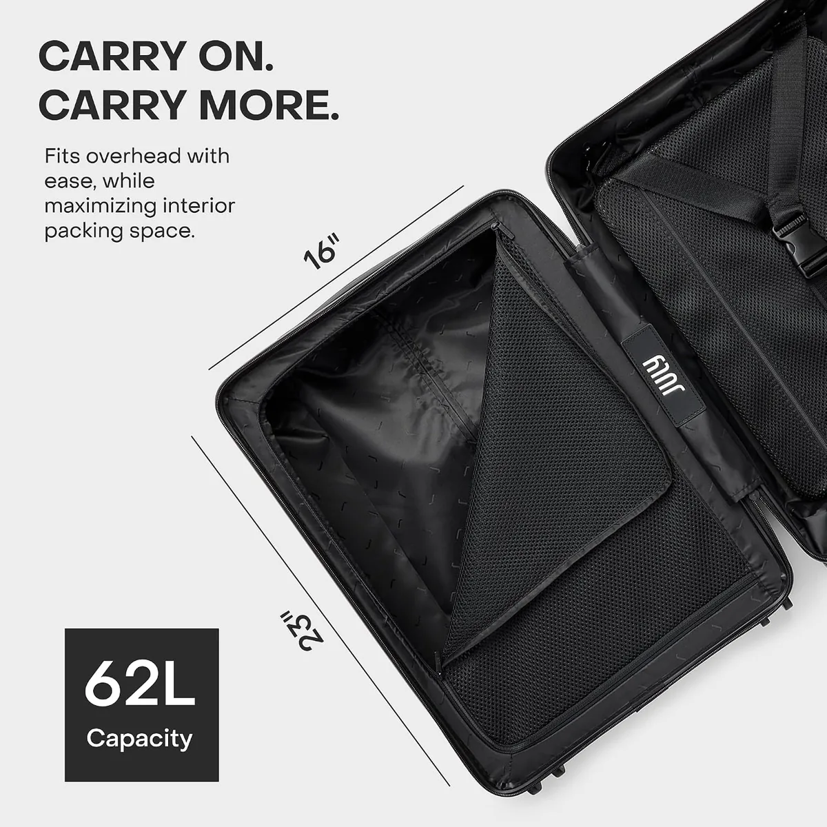 July Carry On Max Expandable - 21.5" Airline Approved Carry On Luggage with Travel Tote, Rolling Suitcase for Men & Women - TSA Lock Spinner Suitcase, Silent Wheels, Expansion Zip - Charcoal