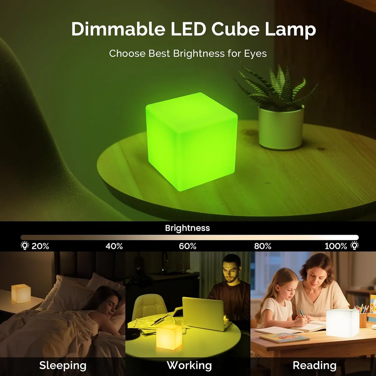 LOFTEK 4-inch LED Cube Lights: RGB 16 Colors Tesseract Cube, Cosmic LED Mood Lamp with Remote Control, IP65 Waterproof Rechargeable Bedside Lamp Night Lights for Kids Nursery Toys Gift