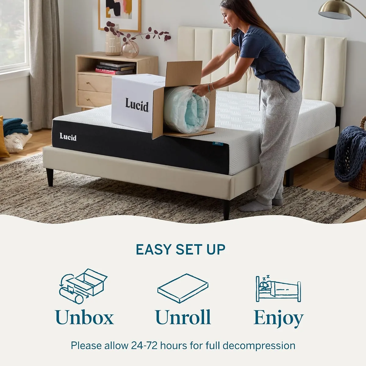 Lucid 3 Inch Memory Foam Mattress Topper, King Size – Cooling Gel Bed Topper – Preassure-Relieving Deep Plush Feel – Ventilated Breathable Design – CertiPur Certified - Dorm Room Essentials