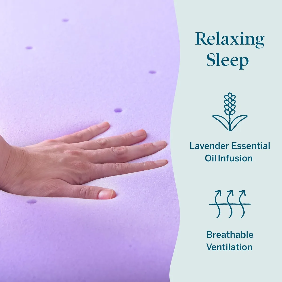 Lucid® 3" Lavender Memory Foam Mattress Topper – CertiPUR-US®, Queen