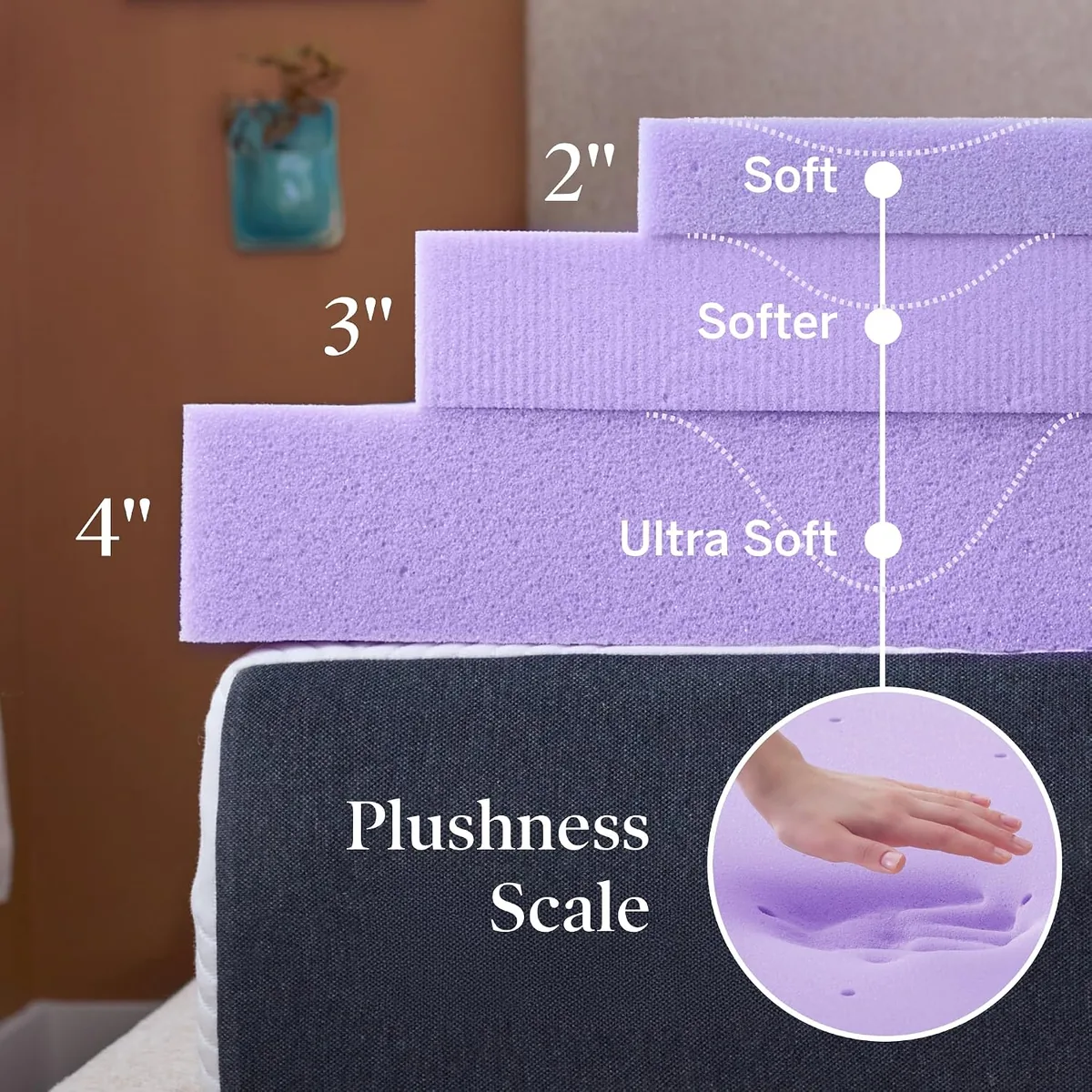 Lucid® 3" Lavender Memory Foam Mattress Topper – CertiPUR-US®, Queen