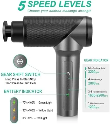 Medcursor Massage Gun - High Intensity Brushless Motor, Handheld Percussion Deep Tissue Massager with 6 Massage Heads for Sore Muscle and Stiffness, Valentines Day Gifts (Gray)