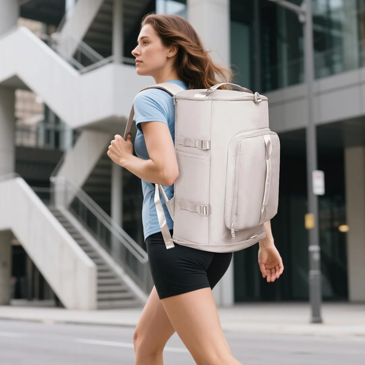 MIYCOO Gym Bag with Shoes Compartment and Wet Pocket - Sports Duffle for Men and Women, Travel Backpack Weekender Overnight Bag Beige