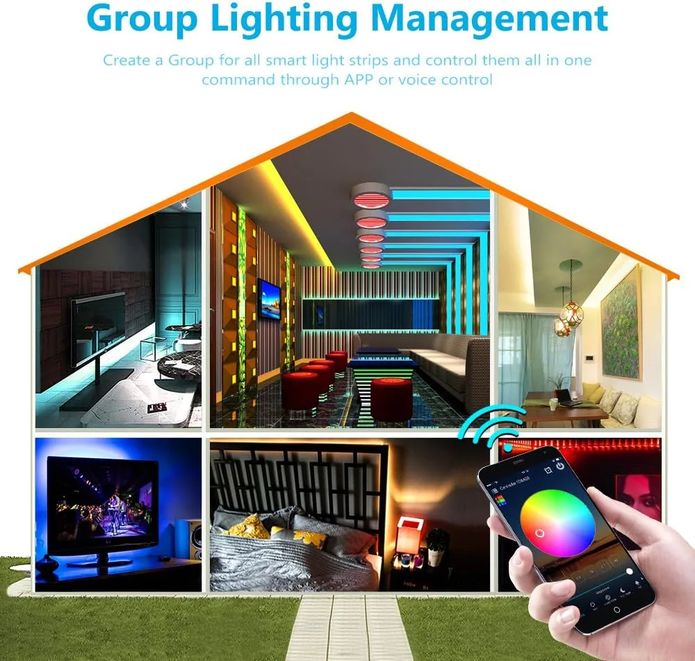 Nexlux LED Strip Lights, WiFi Wireless Smart Phone Controlled 16.4ft Non-Waterproof Strip Light Kit Black Color Changing Lights,Working with Android and iOS System,IFTTT