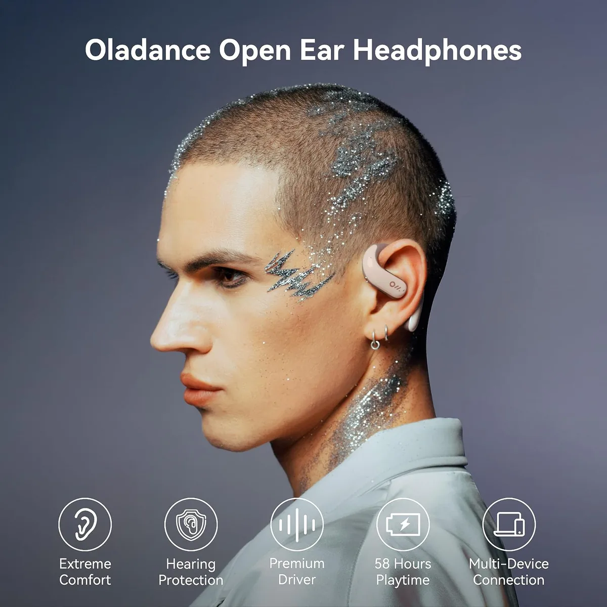 Oladance OWS Pro Open Ear Bluetooth Headphones with Multipoint Connection, Up to 58 Hours Playtime Air Conduction Headphones with Charging Case, Android&iPhone Compatible, Sound Pink