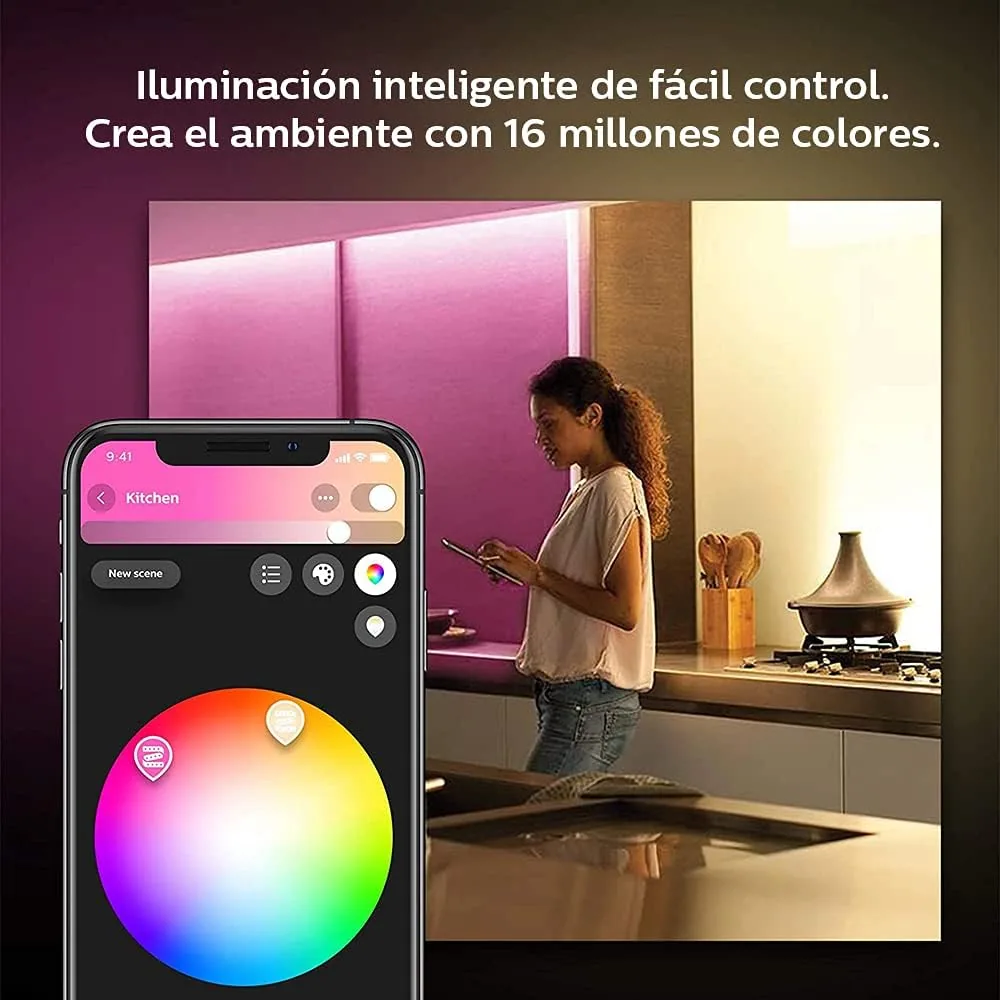 Philips Hue 800276 White and Color Ambiance LightStrip Plus Dimmable LED Smart Light (Requires Hue Hub, Works with Alexa, HomeKit & Google Assistant), 80 inch